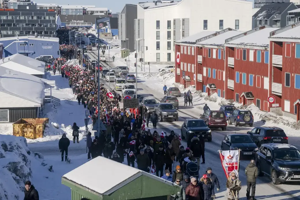 Нуук, 15 марта 2025 года. Акция протеста против заявлений Трампа об аннексии острова. Фото: Sermitsiaq.