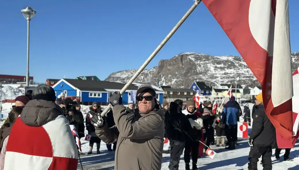 Нуук, 15 марта 2025 года. Акция протеста против заявлений Трампа об аннексии острова. Фото: Sermitsiaq.