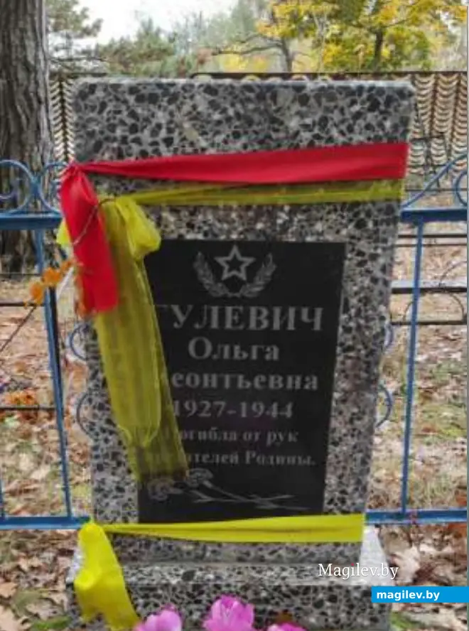 Магіла, дзе пахавана Вольга Гулевіч на могілках у вёсцы Чыкілі. Гэта воінскае пахаванне, якое