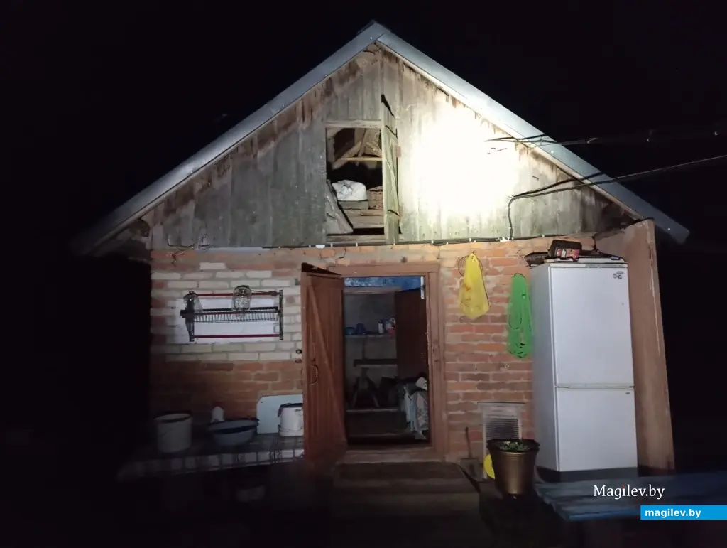 В д. Постраш Бобруйского района после грозового удара загорелась баня. Фото: Могилевское областное УМЧС