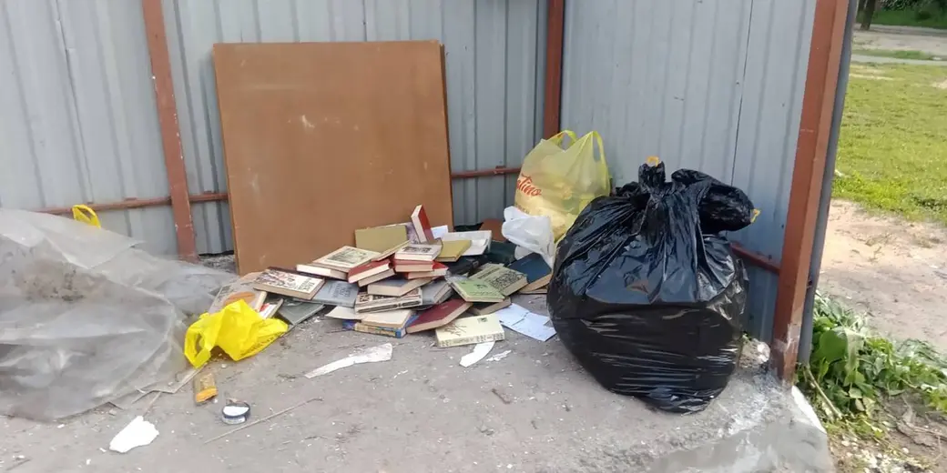 Кто-то просто вынес книги на мусорку во дворе дома 90 по ул. Энгельса.