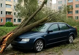 В Могилеве во дворе на автомобиль упало дерево. Ущерб пришлось возмещать коммунальникам