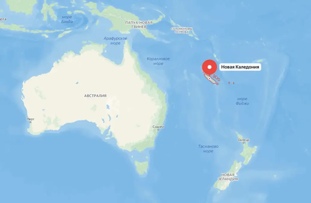 Новая Каледония на карте.