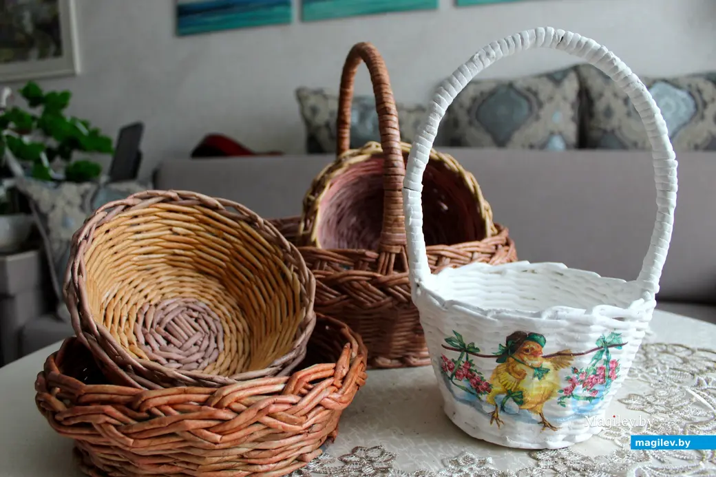 Плетение из бумажной лозы. Работы Валентины Кокоренко.