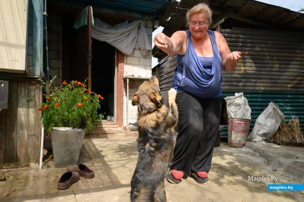 05.08.2025. Бобруйск. Любовь Шушляникова и ее питомцы. Фото: Александр Чугуев.