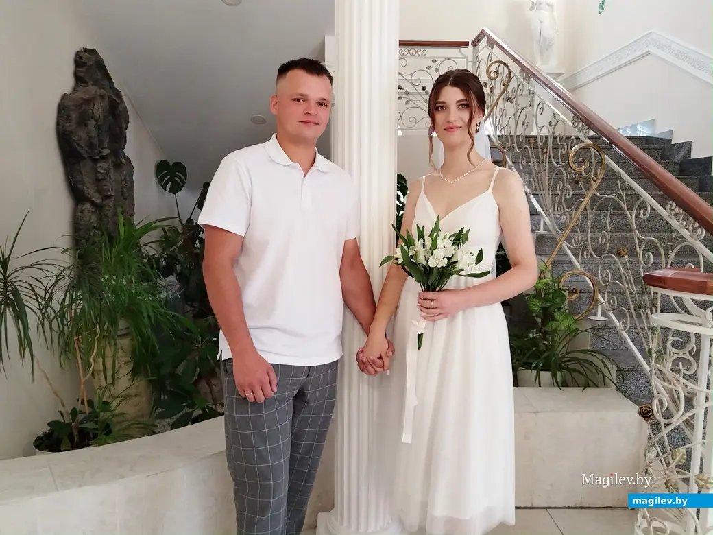 08.08. 2025 г. Могилев, ЗАГС. Свадебная пара недели: Екатерина и Эдуард Никоновы.