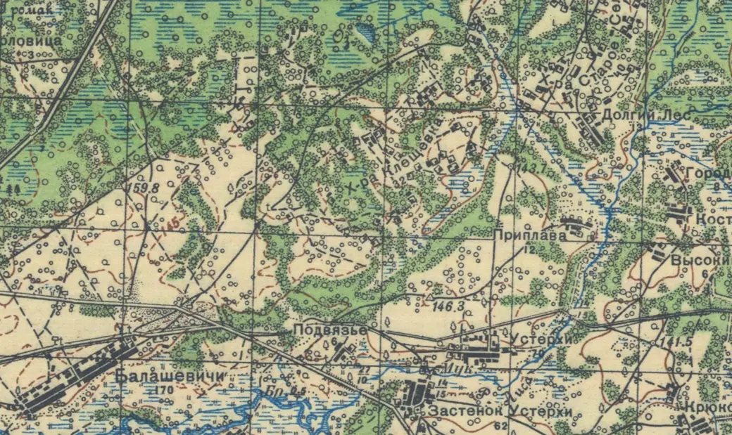 Хутора Клещевка на карте 1936 года. Из книги «Мой васильковый край».