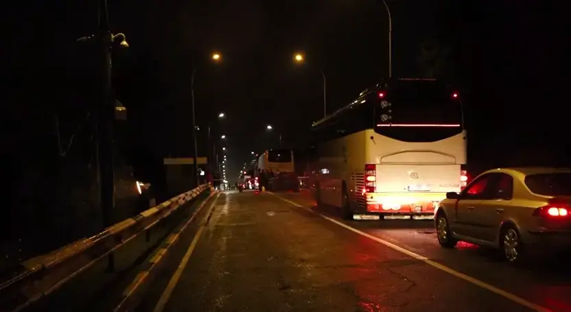 12 сентября 2025 года. Пункт пропуска Брест. Польша прекратила пропуск транспорта на белорусско-польской границе. Кадр видео ГПК Беларуси.