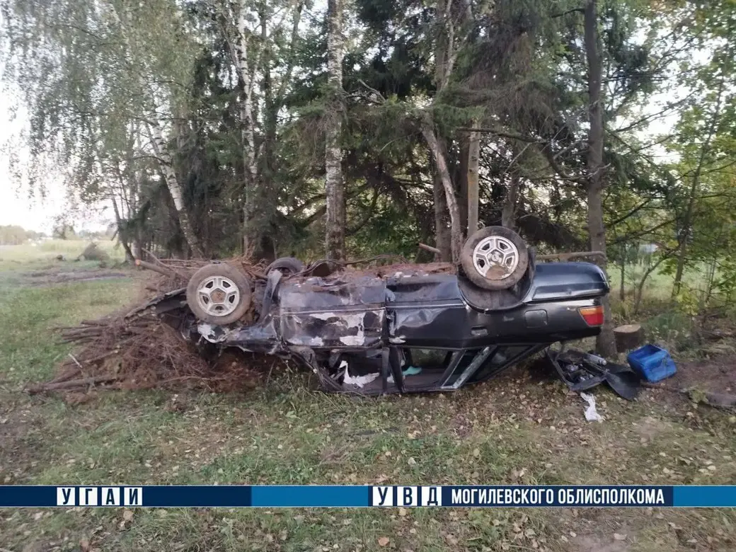 В Могилевском районе опрокинулся автомобиль. Фото УВД Могилевского облисполкома.