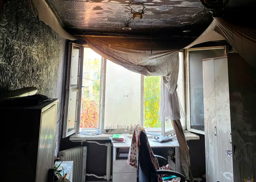 14 октября 2025 года. Могилев. Пожар в пятиэтажном общежитии на улице Симонова в Могилеве.