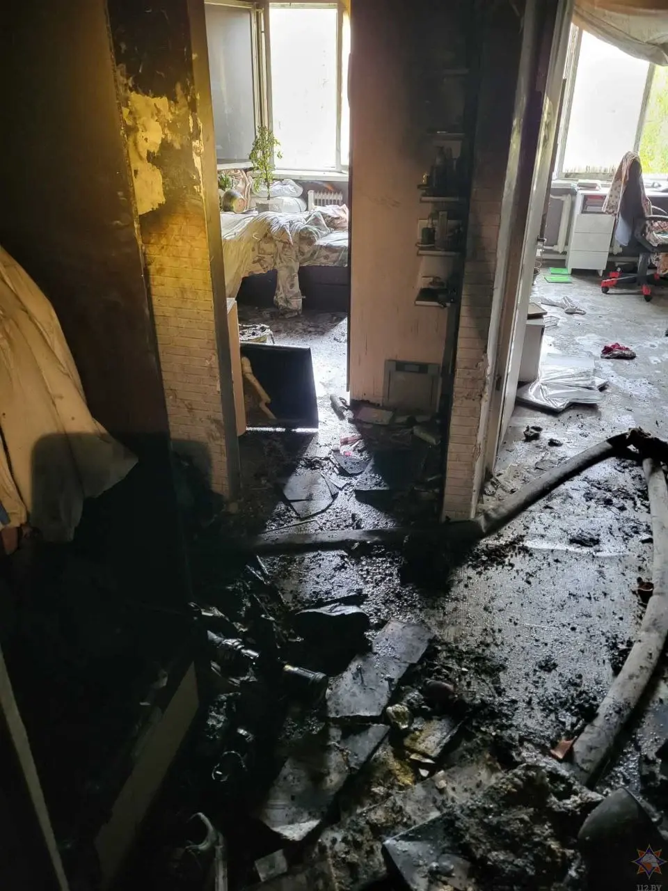 14 октября 2025 года. Могилев. Пожар в пятиэтажном общежитии на улице Симонова в Могилеве.