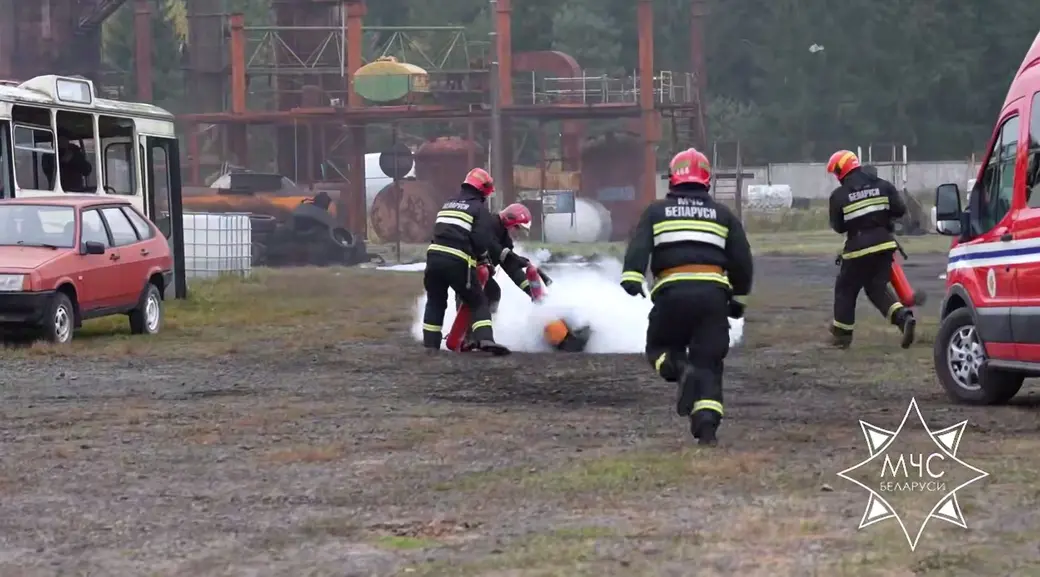 21.10.2025 г. На полигоне МЧС проходят учения гражданской обороны. Фото: МЧС Беларуси