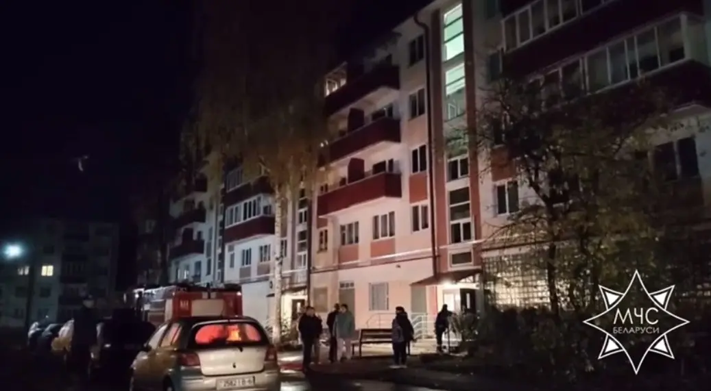 28.10.2025 г. Могилев, пожар на улице Народного Ополчения. Скан с видео МЧС Беларуси