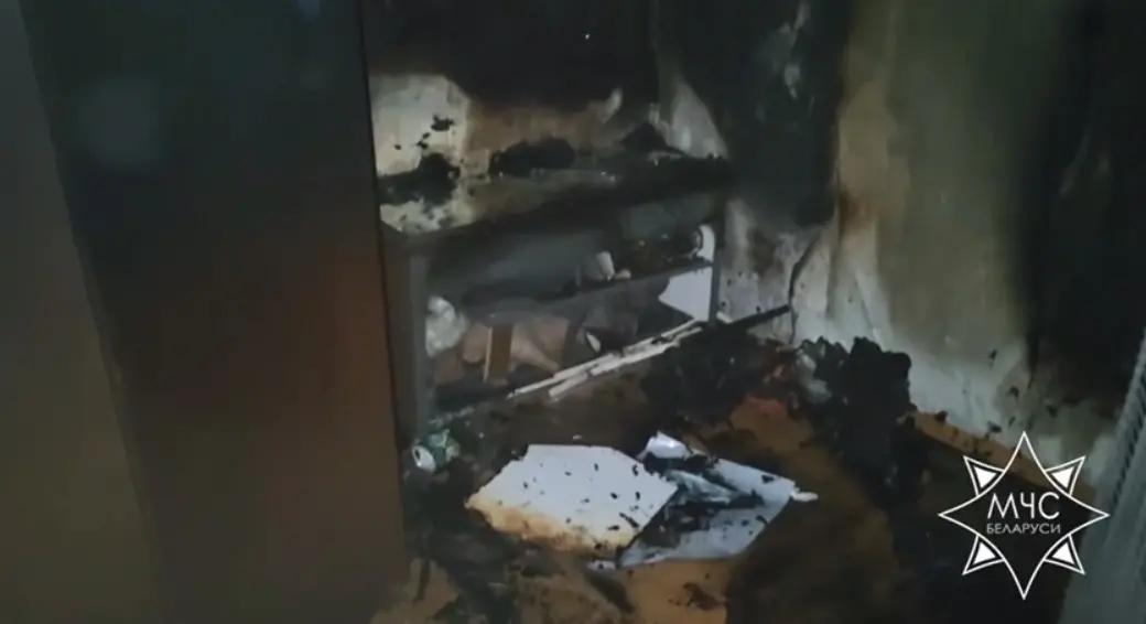 28.10.2025 г. Могилев, пожар на улице Народного Ополчения. Скан с видео МЧС Беларуси