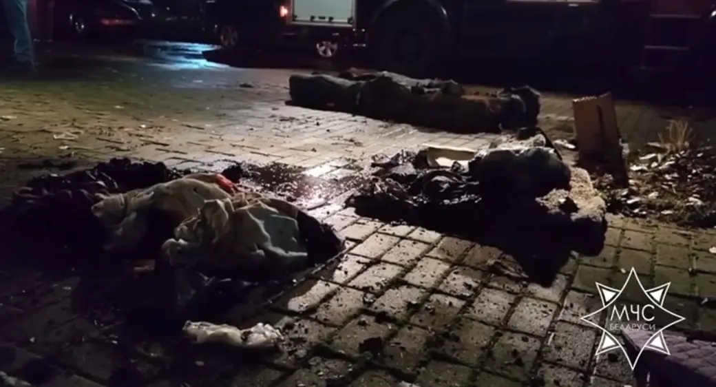 28.10.2025 г. Могилев, пожар на улице Народного Ополчения. Скан с видео МЧС Беларуси