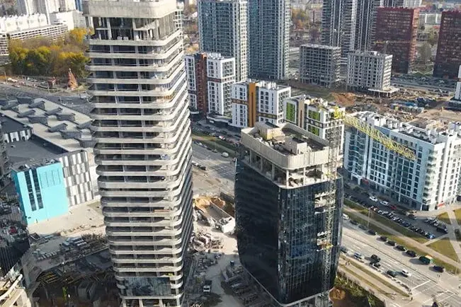 В Минске строится самый высокий небоскреб в Беларуси. Фото: ОНТ.