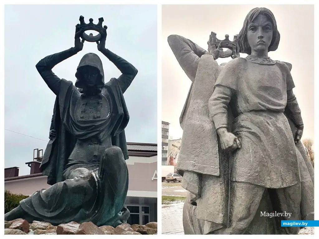 Ноябрь 2025 года. Памятник Рогнеде и Изяславу в Заславле. Открыт в 1993 году. Фото Эльвиры КАРПЕНКО.