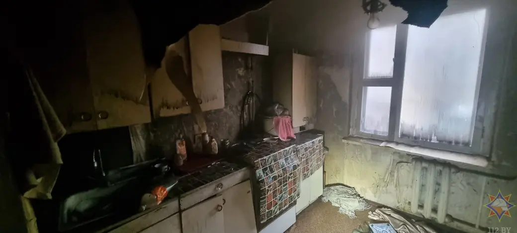 28 ноября 2025 года. Пожар на улице Гришина в Могилеве. Фото: МЧС.