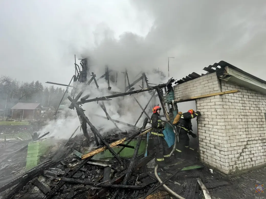 6 декабря 2025 года. Пожар в СТ «Химик» возле деревни Сидоровичи Могилевского района. Фото: МЧС.