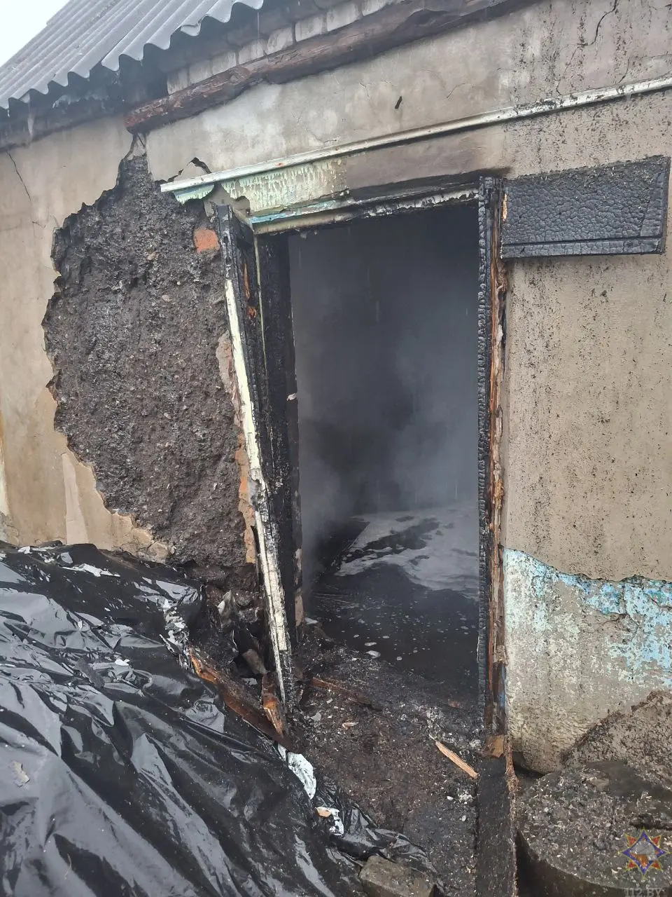 9.12.2025 г. Пожар в Могилеве на ул. Алтайской. Фото: Могилевское областное УМЧС