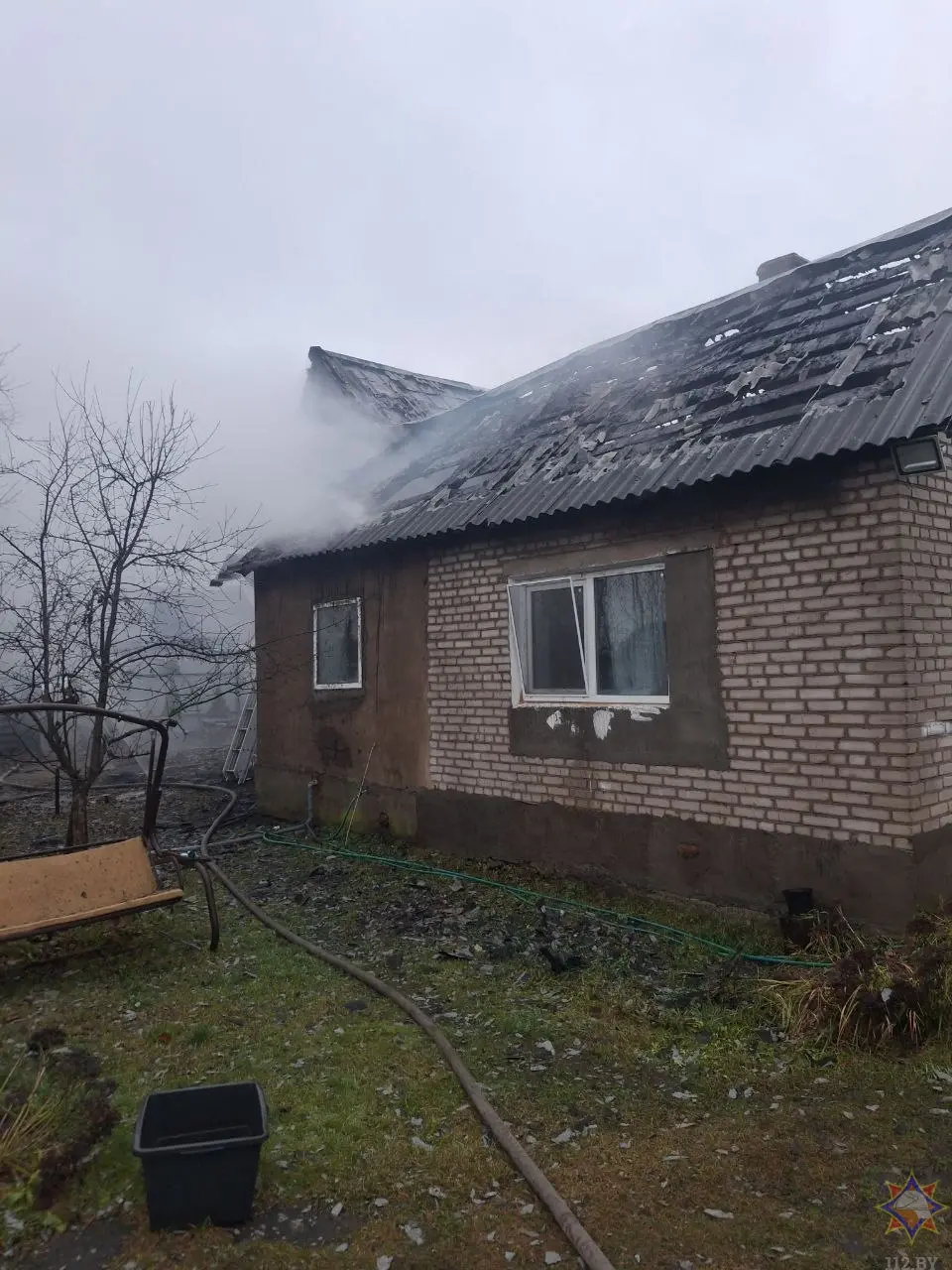 9.12.2025 г. Пожар в Могилеве на ул. Алтайской. Фото: Могилевское областное УМЧС