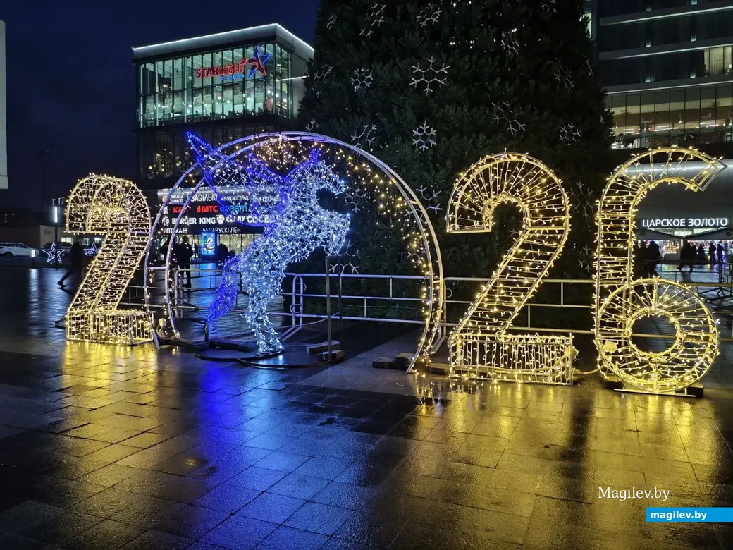 Декабрь 2025 года. Могилев. Предновогодние улицы и скверы города.