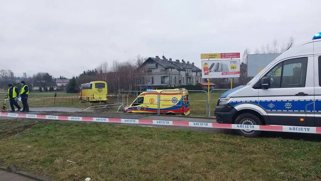 14 декабря 2025 года. В польском городе Жешув автобус с туристами из Беларуси попал в ДТП. Фото: Воеводское управление полиции в Жешуве.