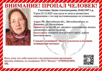 На Могилевщине продолжаются поиски пожилой женщины