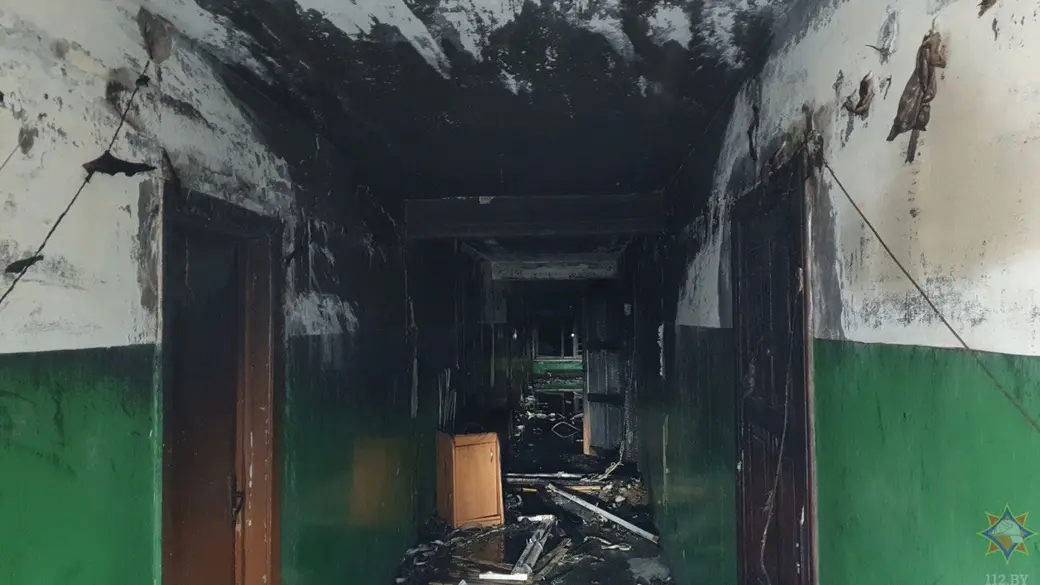 24.12.2025 г. Пожар в общежитии в Кричеве. Фото: Могилевское областное УМЧС