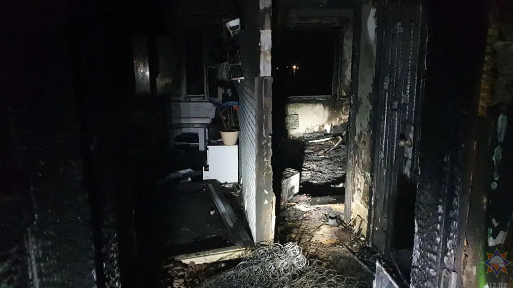 24.12.2025 г. Пожар в общежитии в Кричеве. Фото: Могилевское областное УМЧС
