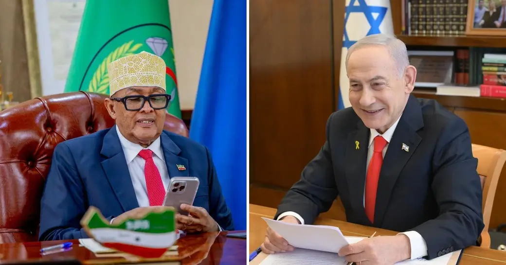 Президент Сомалиленда Абдирахман Мохамед Абдуллахи и премьер-министр Израиля Беньямин Нетаньяху. Фото: Канцелярия премьер-министра Израиля.