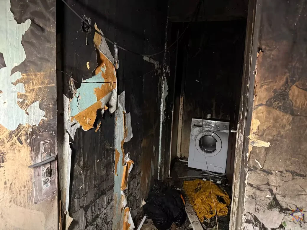 21 февраля 2026 года. Пожар в общежитии в Мстиславле. Фото: МЧС.  