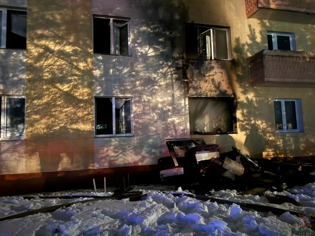 21 февраля 2026 года. Пожар в общежитии в Мстиславле. Фото: МЧС. 