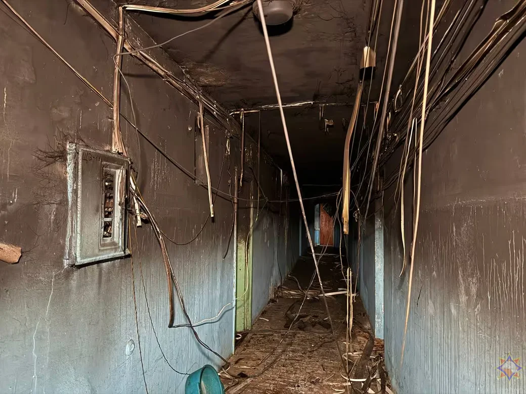  21 февраля 2026 года. Пожар в общежитии в Мстиславле. Фото: МЧС. 