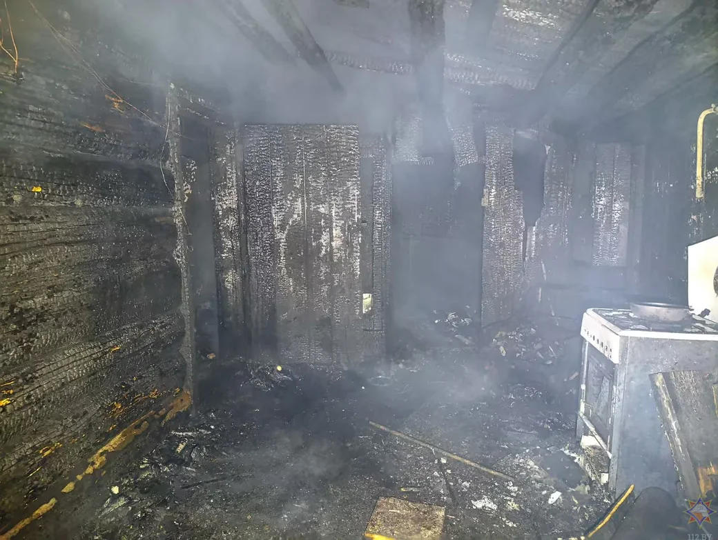 5 марта 2026 года. Пожар в агрогородке Лудчицы Быховского района. Фото: МЧС. 