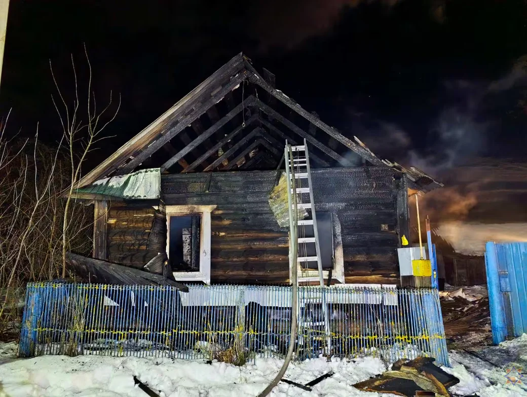 5 марта 2026 года. Пожар в агрогородке Лудчицы Быховского района. Фото: МЧС. 
