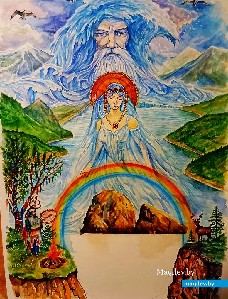 Незавершенная картина Славы Каррота, на которой между скал, внизу, зияет пустое место.