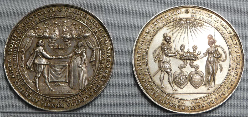 Медаль у гонар шлюбу Уладзіслава IV Вазы і Цэцылі Рэнаты Габсбург 