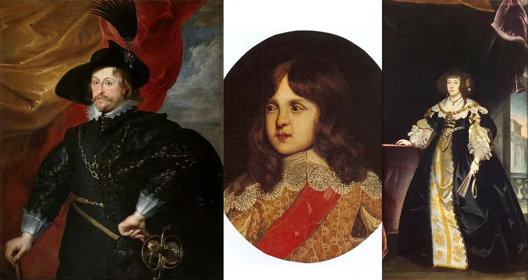 Улаздслаў IV Ваза (Пітэр Пауль Рубэнс) , Цэцылія Рэната (Франс Лёйкс) і іх сын Жыгімонт Казімір