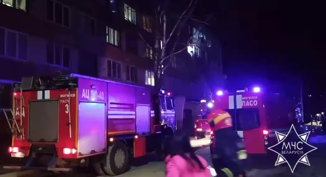  17.03.2026 г. Пожар в общежитии в Могилеве. Фото: МЧС Беларуси