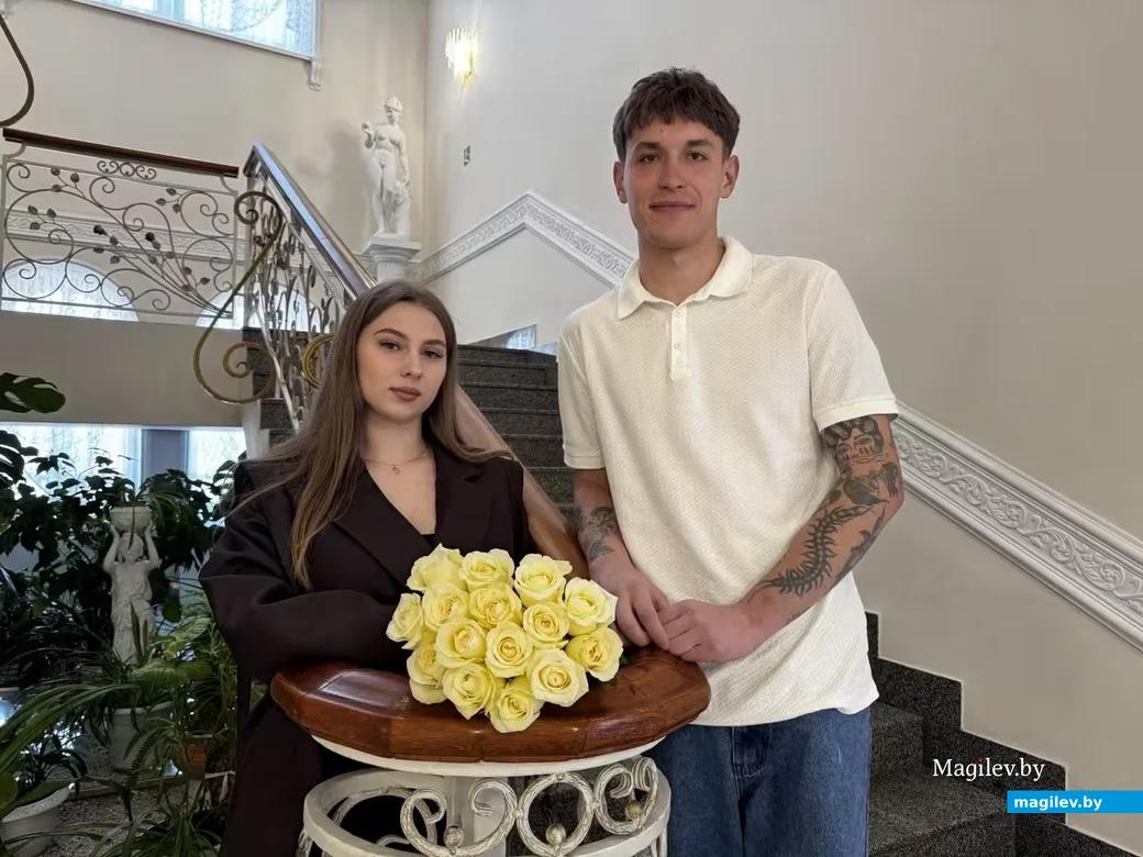  27.03.2026 г. Могилев. ЗАГС. Молодожены недели: Виолетта и Ростислав Космачевы. 