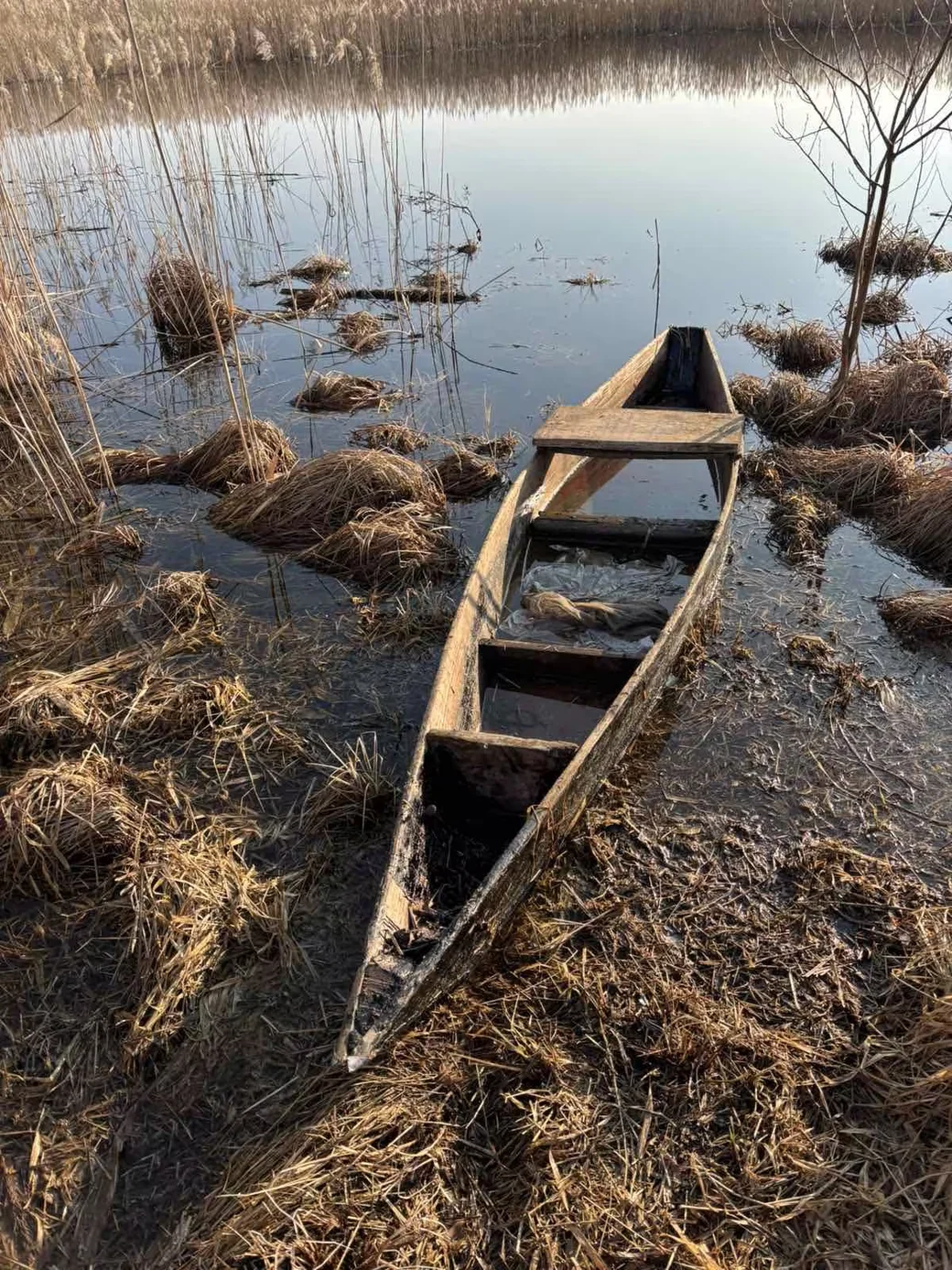 Природоохранники заметили на затоне реки Ольса человека, который плыл на лодке.