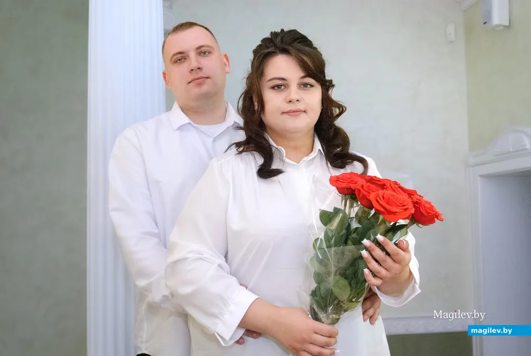 03.04.2026. Отдел ЗАГС Бобруйского горисполкома. Свадебная пара. Дарья и Игорь Орешины.