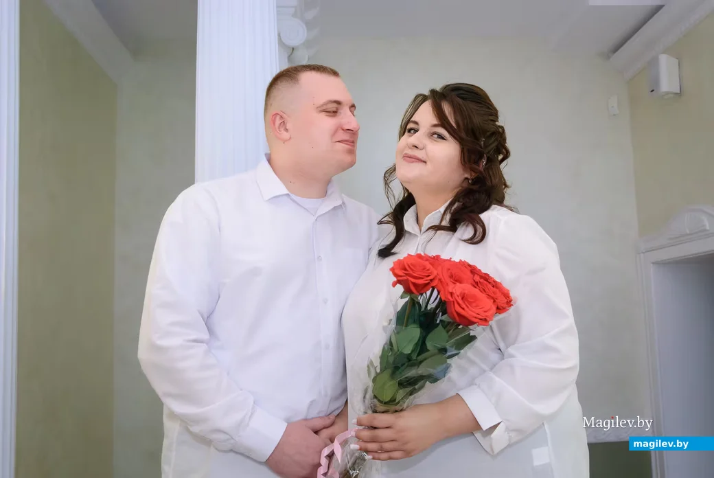 03.04.2026. Отдел ЗАГС Бобруйского горисполкома. Свадебная пара. Дарья и Игорь Орешины