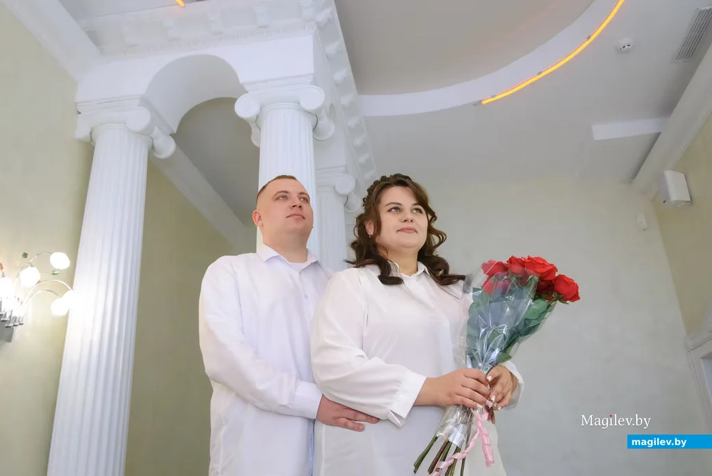 03.04.2026. Отдел ЗАГС Бобруйского горисполкома. Свадебная пара. Дарья и Игорь Орешины