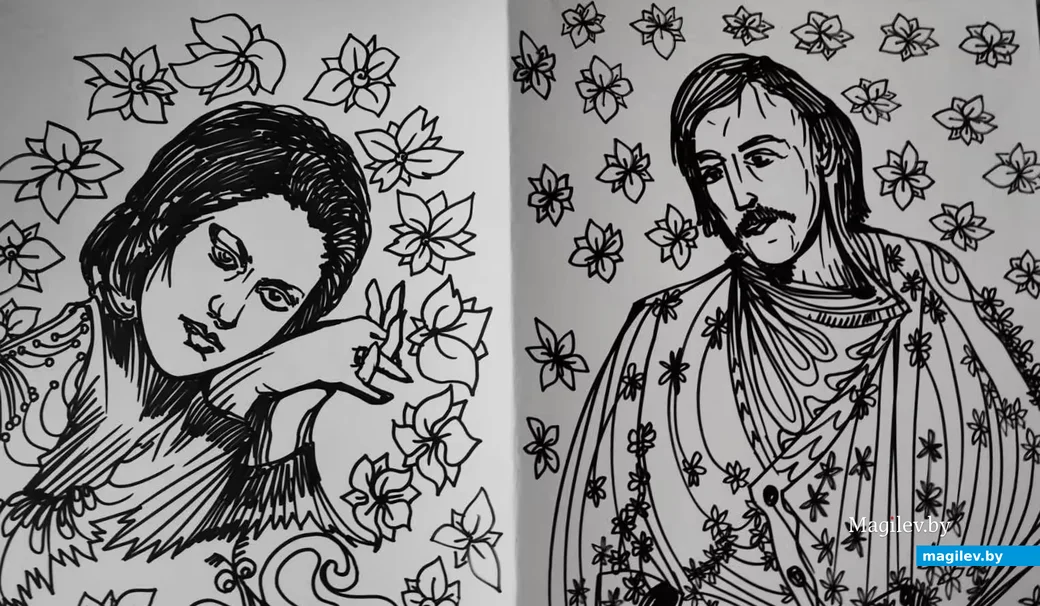 Русалка-Алка (Алла Лесниковская) и Алик Бедулин. Рисунок Виктора де Буга.