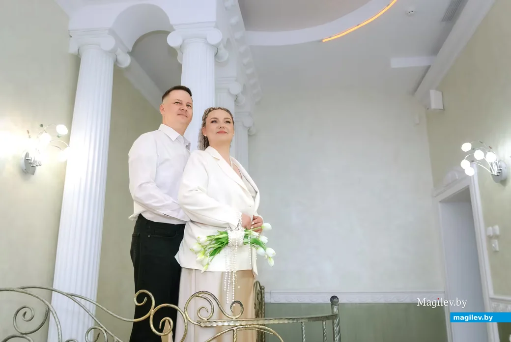 15.04.2026. Отдел ЗАГС Бобруйского горисполкома. Свадебная пара. Елизавета и Антон