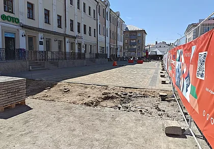 Вместо автостоянки – создается пешеходная зона на улице Ленинской в Могилеве. Фотофакт