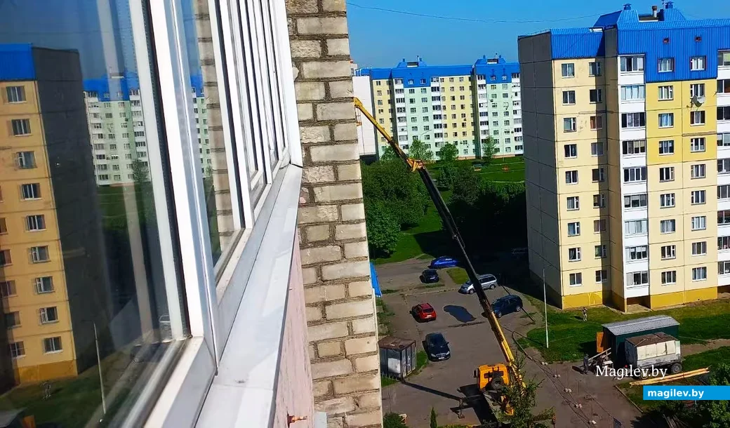  Май 2026 года, Могилев. Капремонт девятиэтажного дома в могилевском микрорайоне Казимировка.