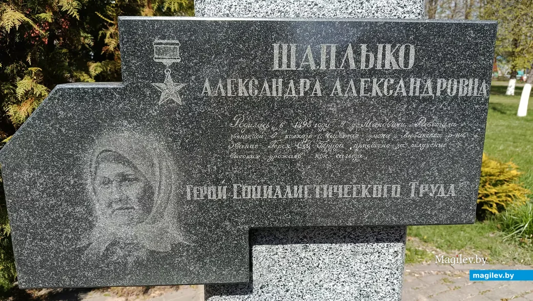  2026 г. Глуск. Памятный знак Герою Соцтруда Александре Шаплыко на Аллее Славы.